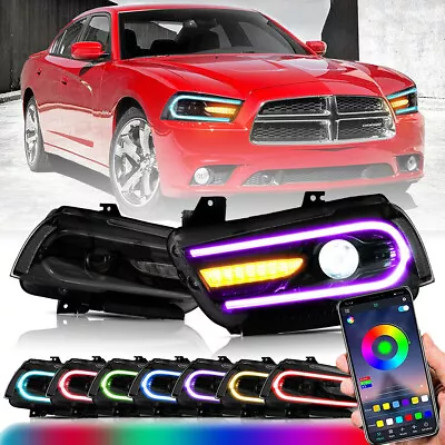 VLAND LED Headlights RGB Color Change Lamp For 2011-2014 Dodge Charger Dual Beam • $323.99