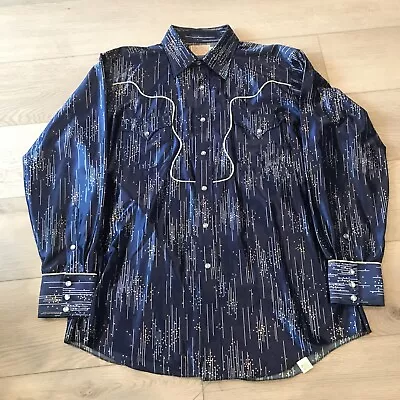 Vintage H Bar C Ranchwear Western Men’s Shirt 16 1/2 Pearl Snapper Silk Usa Made • $45