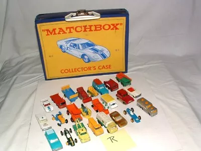 * 1966 MATCHBOX COLLECTOR'S CASE AND 24 VEHICLES ALL IN USED CONDITION ! Lot # R • $11.99