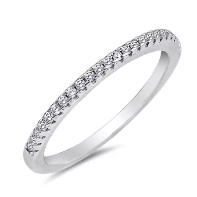 Thin Micro Pave Clear CZ Wedding Ring New .925 Sterling Silver Band Sizes 4-10 • $13.89