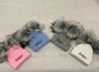 £12 • Buy Personalised Unisex Baby Boy Girl Hat Faux Pom Pom Baby Shower Gift Name Year