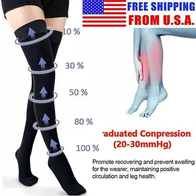 Thigh High Compression Socks Over The Knee Socks Extral Long High Sock 20-30mmgh • $23.98