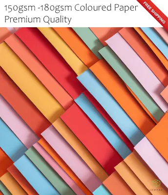 Coloured Paper 150/160gsm/170gsm PREMIUM QUALITY A4 Arts&Crafts. Design Colours • £4.72