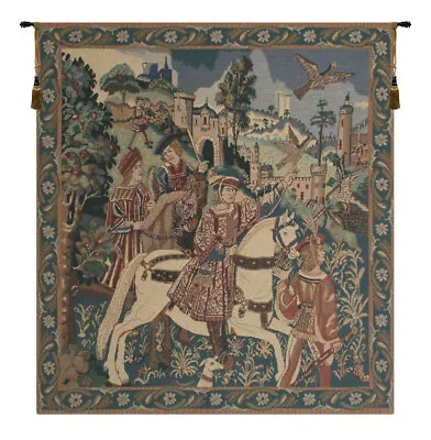 Falcon Hunt Medieval Belgian Tapestry Wall Art Hanging For Home Decor (New) • $842