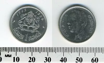 Morocco 1965 (1384) - 1 Dirham Nickel Coin - King Al-Hassan II • $1