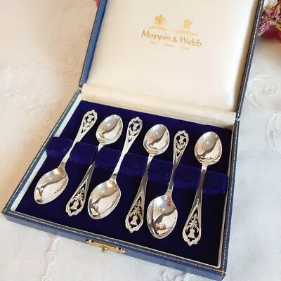 Mappin & Webb Thistle Motif Sterling Silver Spoon Set Comes With Exclusive Case • $492