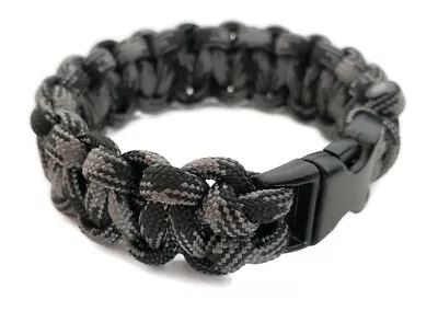 Paracord Bracelet 550 Black Tactical 3/8  Buckle (Metallic) Hand Made  • $10.50