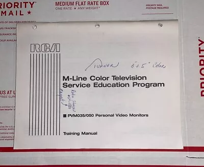 $15 • Buy RCA PVM035/050 Personal Video M-Line Color TV Service Ed Program Training Manual