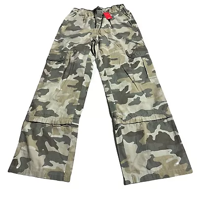 Mini Boden Zip Off Legs Cargo Pants Green Camo Boys Sz 13 / 14 Y Camouflage NWT • $33