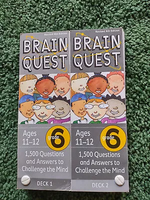 Brain Quest Grade 6 Ages 11-12 Decks 1 & 2  Rev 4th Edition 2012 Free Shipping • $11.99