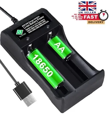 USB 3.7V Battery Charger 2 Slots Rechargeable Lithium Battery Fast Charger New  • £7.99