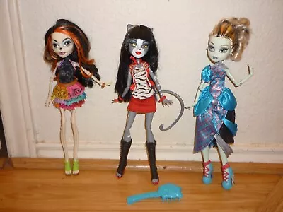 Monster High 3 Dolls Lot Scary Tale Frankie Stein Scaris Skelita Purrsephone • $69.99