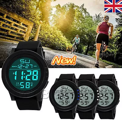 LED Digital Sport Watch Stopwatch Date Military Life Waterproof Mens  Watches • £5.44