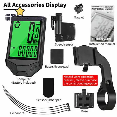 Mountain Bike Waterproof Wireless Computer LCD Speedometer Odometer A3GS • $14.67