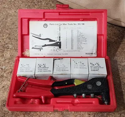 Mac Tools RGS100 Heavy Duty Rivet Kit W/ Case Pre-owned Free Shipping • $49.99