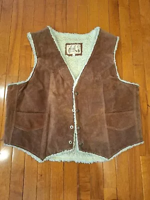 Vintage Marlboro Mens XL Brown Suede 100% Leather Western Ranch Cowboy Vest  • $59.28