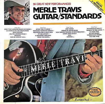 Merle Travis - Guitar / Standards 33 RPM Vinyl 2xLP  Record 1980 CMH Country NM • $14.95
