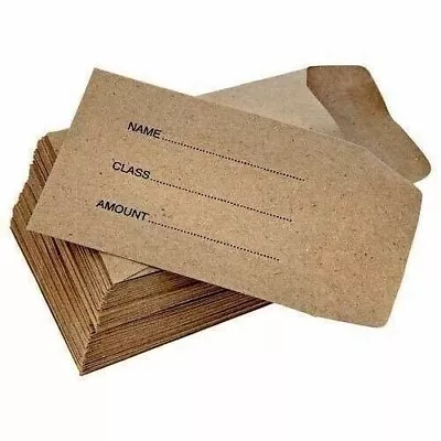 Brown School Printed Self Seal Dinner Money Envelopes 102 X 62mm (Pack Of 100) • £3.49