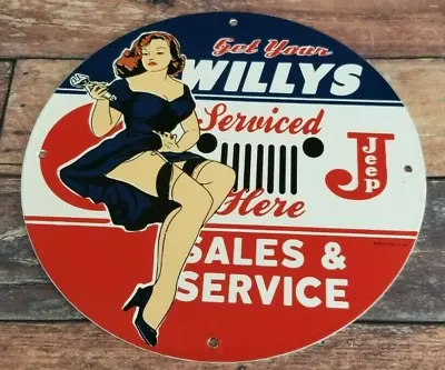 Vintage Willy's Jeep Porcelain Gas Service Station *make An Offer* Wrangler Sign • $105