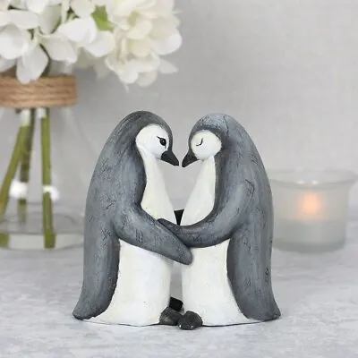 Cute Penguin Couple Ornament Heart Love Christmas Present Gift For Her Him Decor • £17.99