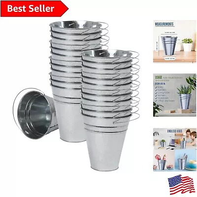 Versatile Round Mini Toy Containers - 24-Pack Rustic Galvanized Metal Buckets • $65.54