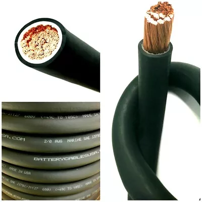 2/0 AWG 00 Gauge Battery Cable Black By The Ft OFC Copper Power Wire Made In USA • $6.56