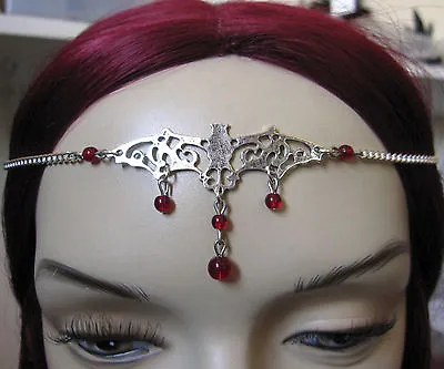 GOTH Medieval VAMPIRE BAT Silver Filigree HALLOWEEN Crown/CIRCLET/Headpiece NEW • $15.99