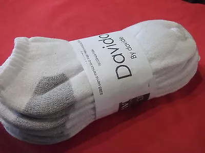 Davido Mens Socks Ankle Low Cut 100% Cotton Made In Italy White 4 Pair Siz 10-13 • $11.50