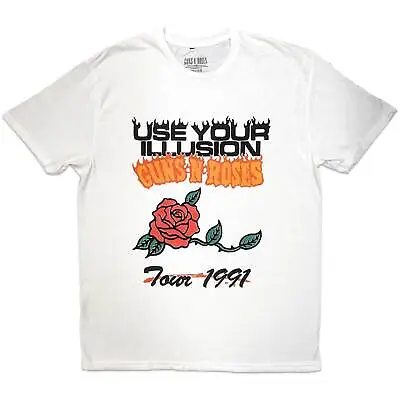 GUNS N' ROSES - Official Unisex T- Shirt - Use Your Illusion Tour  -White Cotton • £17.99
