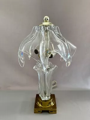 Cofrac Art Verrier Hand Blown French Lead Crystal & Brass Petite Table Lamp • $29.99