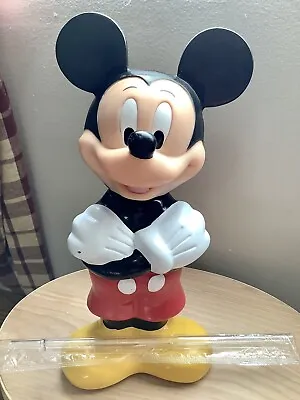 Vintage Disney Big Mickey Mouse Figure Drink Water Bottle 1980’s With Straw • $6.99