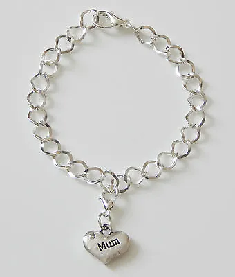 £2.10 • Buy SILVER PLATED BRACELET WITH CLIP ON FAMILY MEMBER CHARM CHOICE SIZES 14 - 22cm