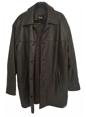 Marc New York  Men’s Genuine Leather Long Jacket With Deep Pockets • $400