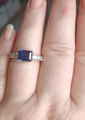 QVC DIAMONIQUE Simulated Blue Sapphire Ring • £15