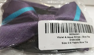 $5.50 • Buy Boys Bow Tie The Littlest Prince New Violet & Aqua Stripe