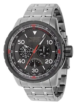 Invicta Aviator Retrograde GMT Stainless Steel Gunmetal Dial 46982 Mens Watch • $177.09