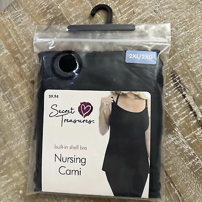 $9.49 • Buy Secret Treasures Womens Built-In Shelf Bra Nursing Cami Black Size 2XL