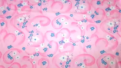 1 1/9 Yds Vtg Pink W White Blue Flowers Knit Fabric 64 W Craft Apparel Decor Sew • $8.50