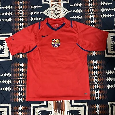 Nike FC Barcelona Shirt Adult Small Red Short Sleeve FCB Swoosh Soccer • $9.95