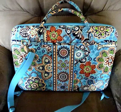 Vera Bradley Blue Floral Hard Shell Laptop Bag Carry Case Removable Strap • $19.95