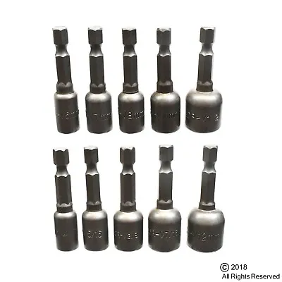 10pc Magnetic Nut Driver Set SAE & Metric Nut Setter Power Drill Bit 1/4  Shank • $9.95