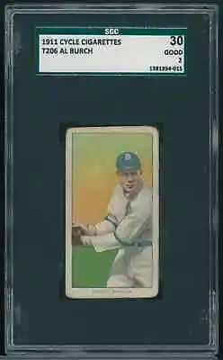 1909-11 T206 White Border Al Burch Brooklyn CYCLE SGC 2 GD B4 • $350