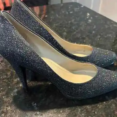 Ellen Tracy Cody Black Glitter Heels Size 9M • $15