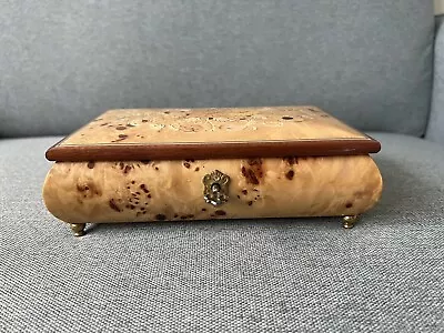 £45 • Buy Vintage Wooden Musical Jewellery Box With Flower Detail + Lock & Key LOOK!