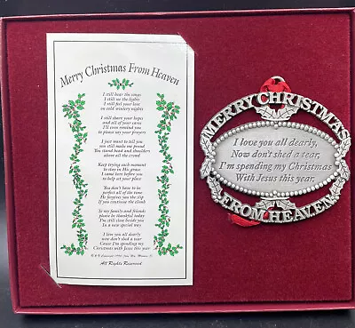 Merry Christmas From Heaven Pewter Ornament Loved One Memorial Tree Decoration • $14.99