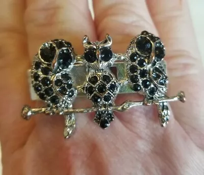  3 Owls RING Double Stretch Finger Ring Vintage Silver Fashion Jewelry  • $12.95