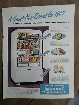 1947 SERVEL White Gas Refrigerator Vintage Appliance Ad • $9.99