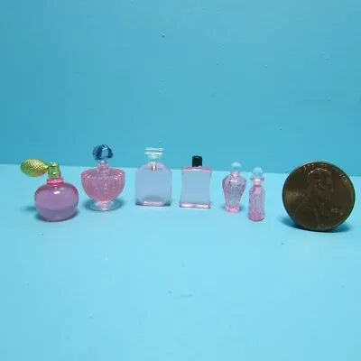 Dollhouse Miniature Pink Vanity Perfume Bottle Set Of 6 G7552 • $7.64