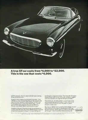 A True GT Car Costs $4000 To $22000 This One Costs $4000 Volvo 1800S Ad 1967 NY • $9.99