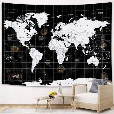 Nautical Globe World Map Wall Art Extra Large Tapestry Fabric Poster For Men • £10.79